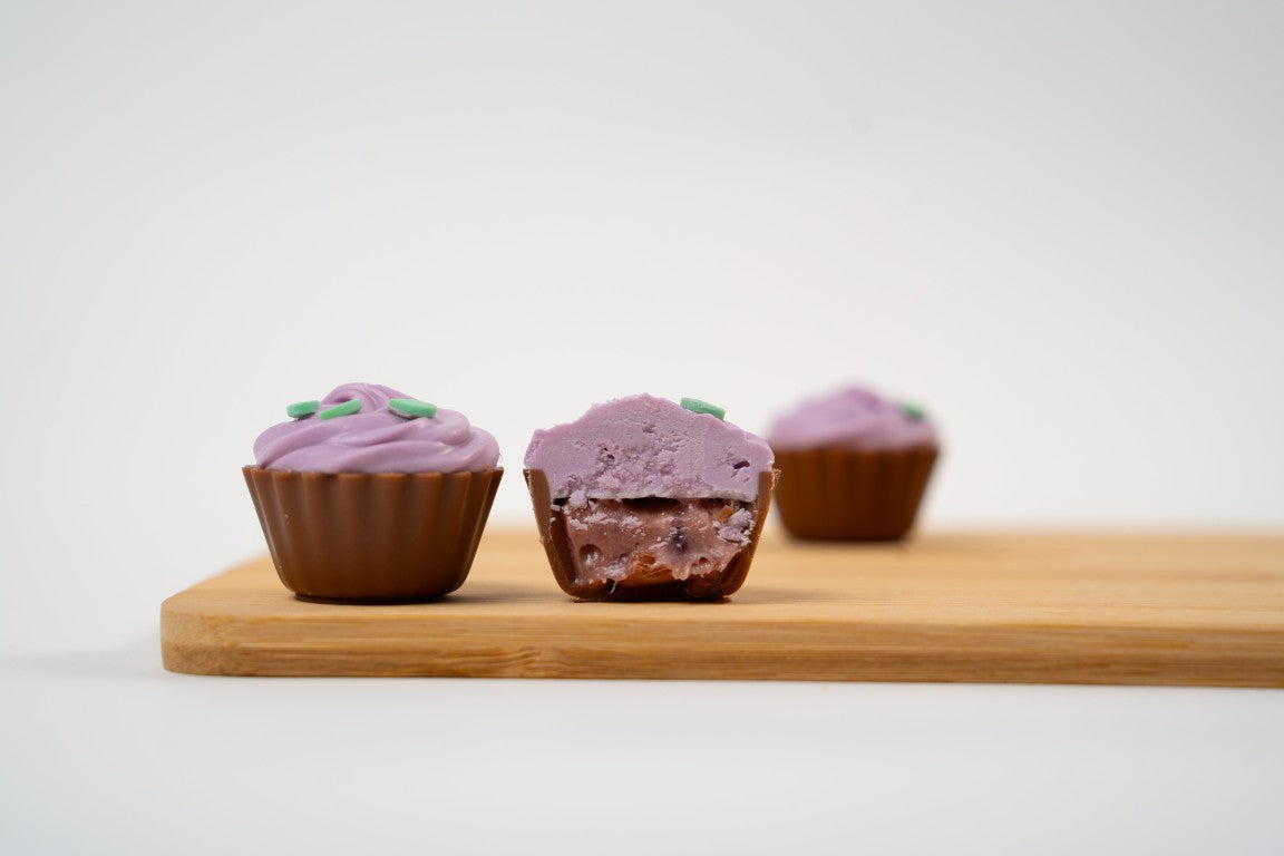 Coeur Cupcake Myrtille et Fleur de Crocus