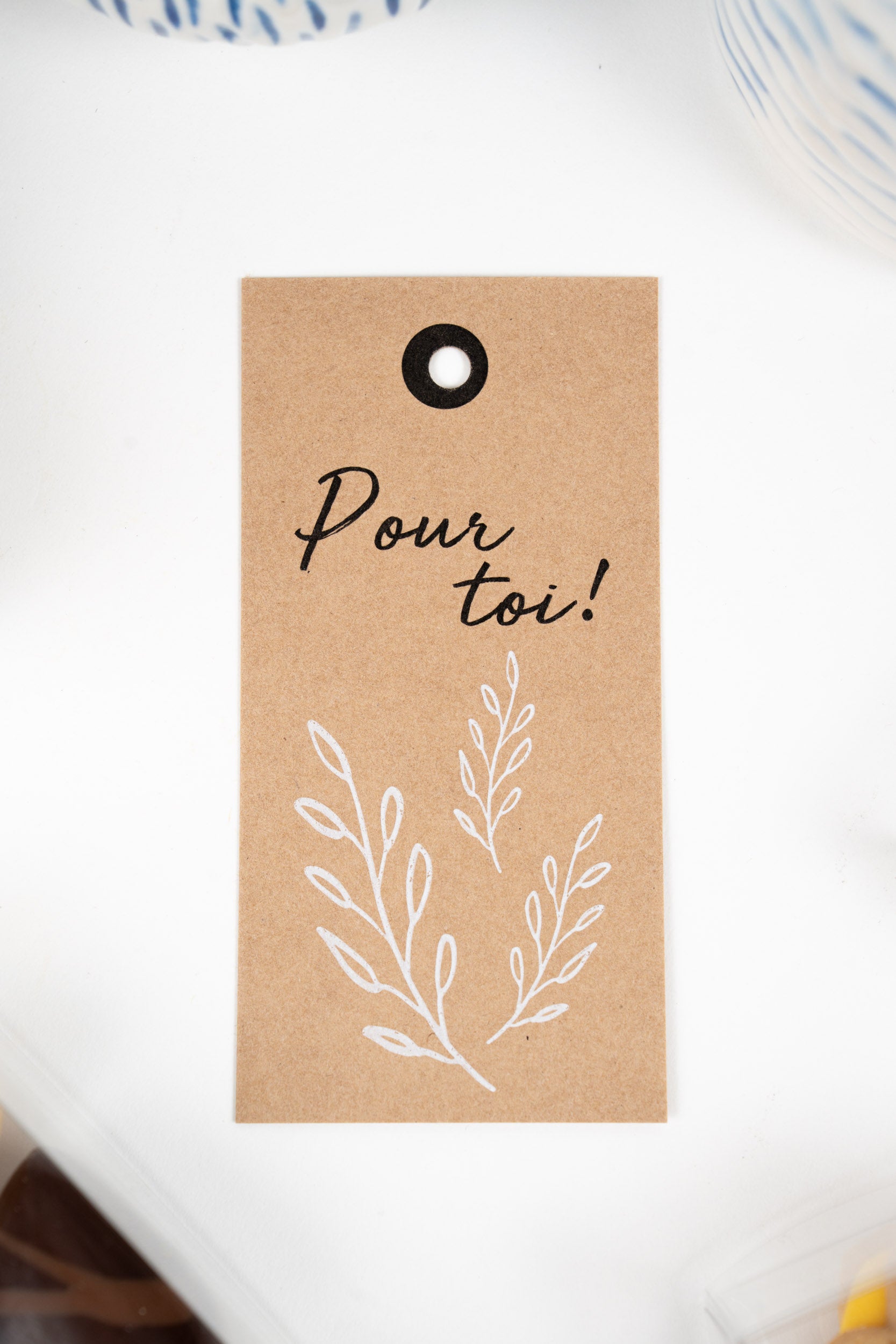 Carte de vœux Pour toi Péché Mignon pour personnaliser un coffret cadeau.