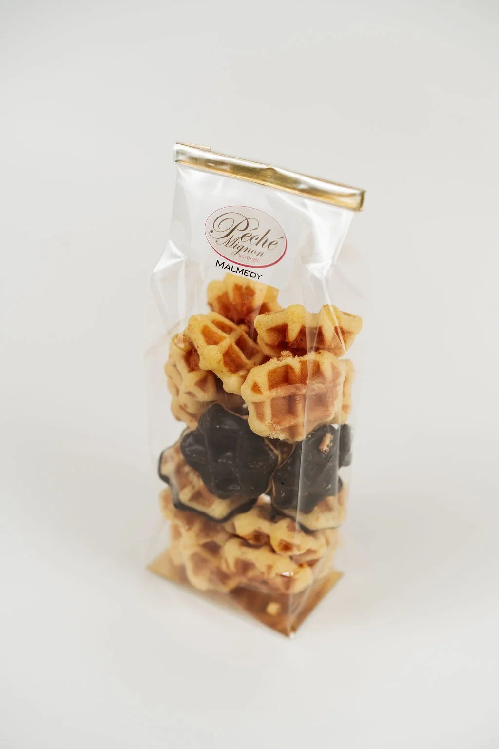 Gift-ready bag of mini butter and chocolate waffles