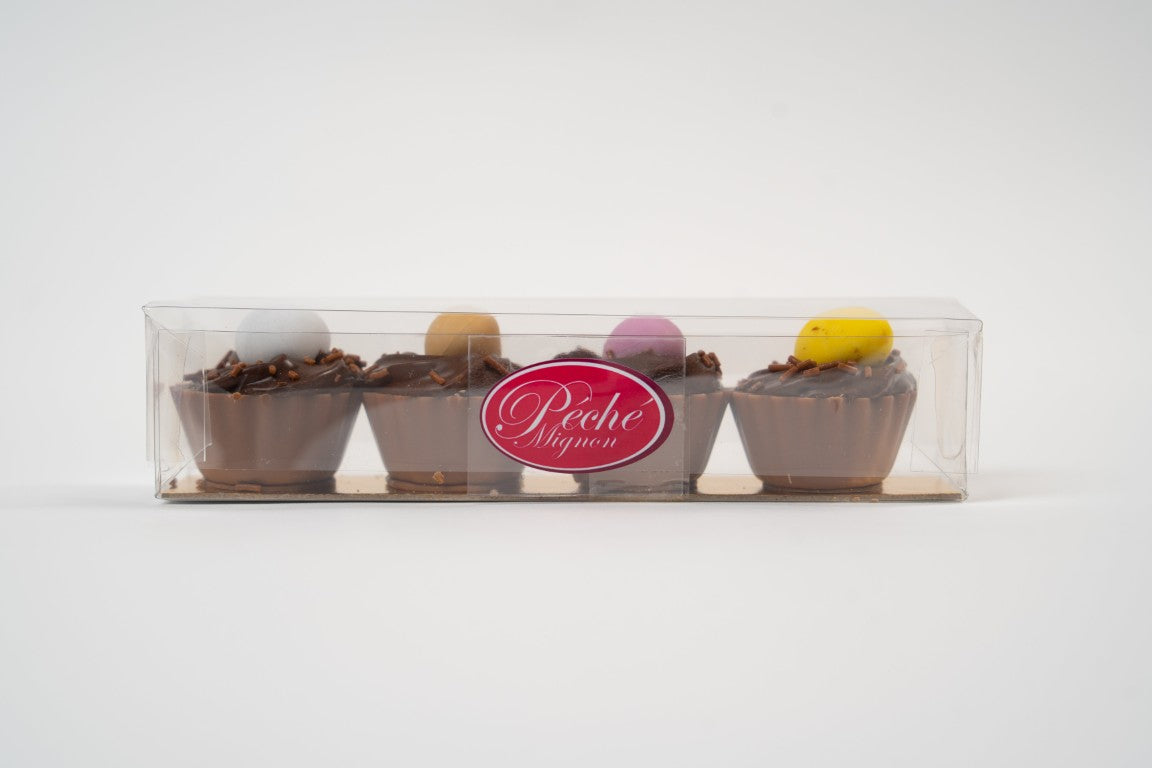 Boîte de cupcakes Nid d’Oiseau Péché Mignon au chocolat au lait et ganache onctueuse.