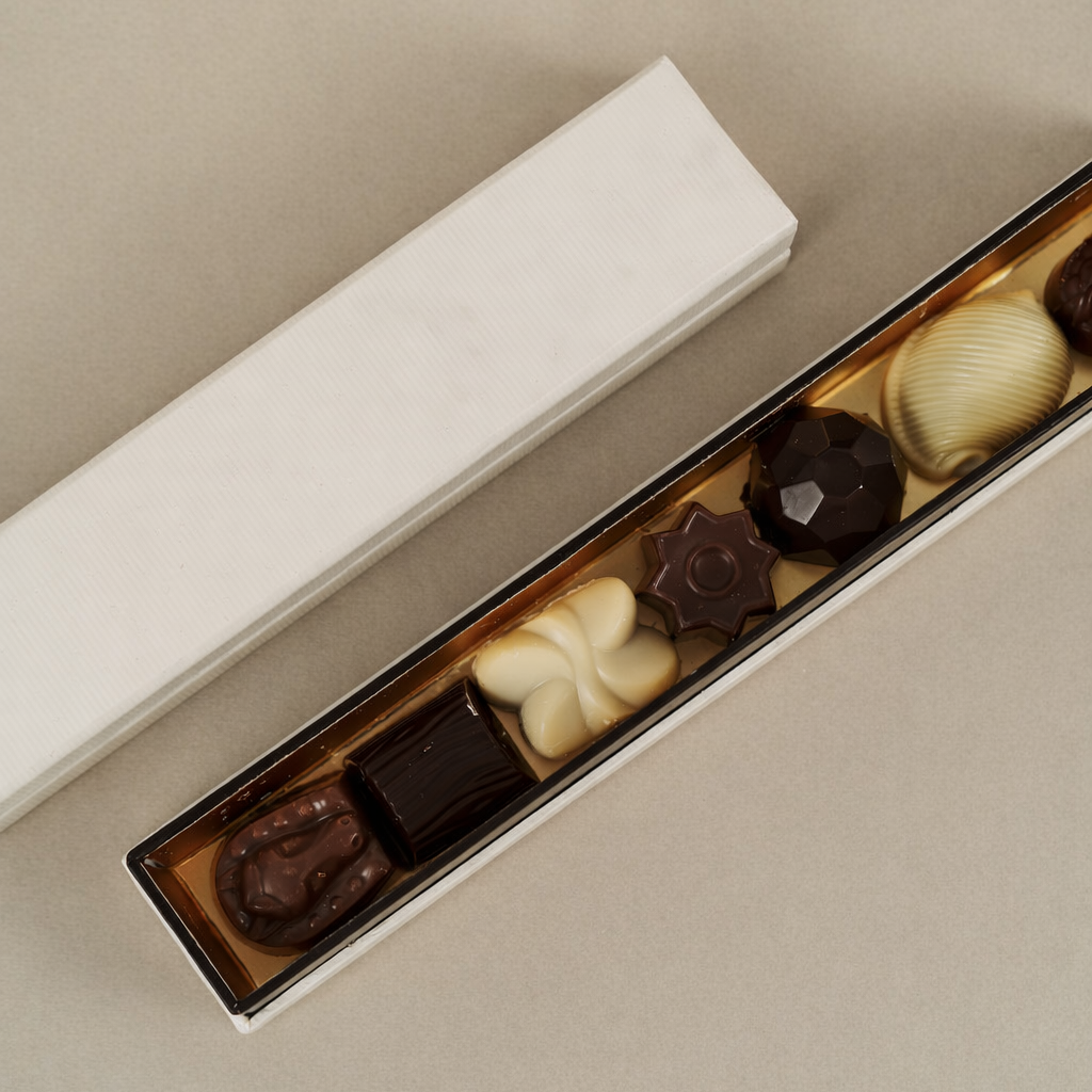 Assortiment de pralines belges artisanales au chocolat – détail produit