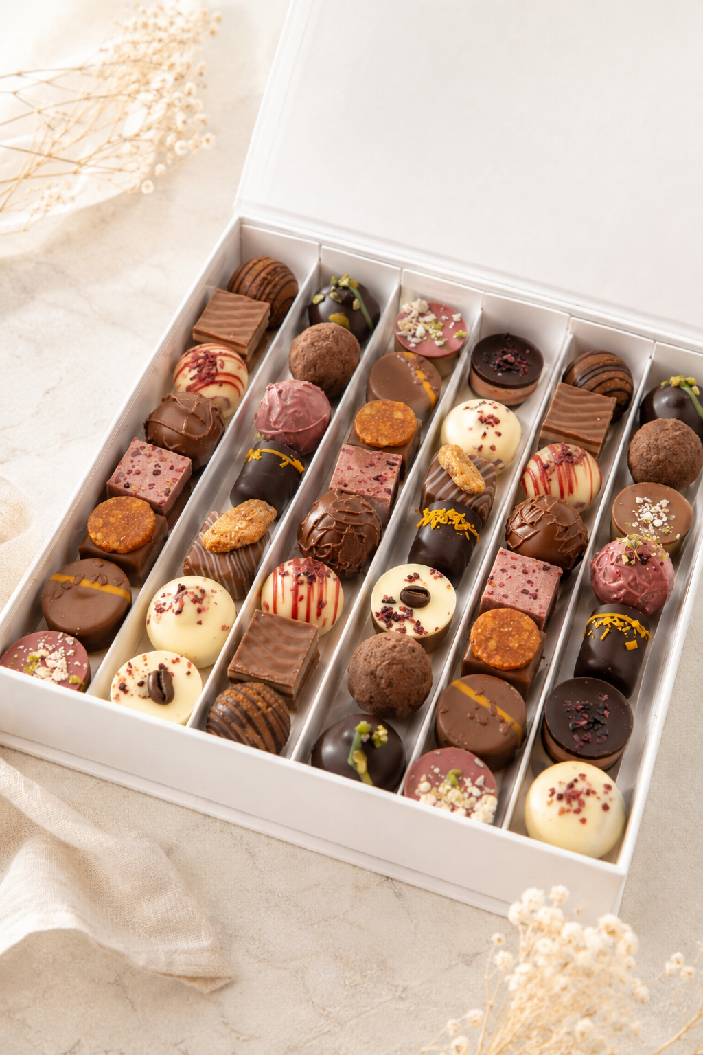 Coffret de pralines artisanales premium prêt à offrir - Péché Mignon