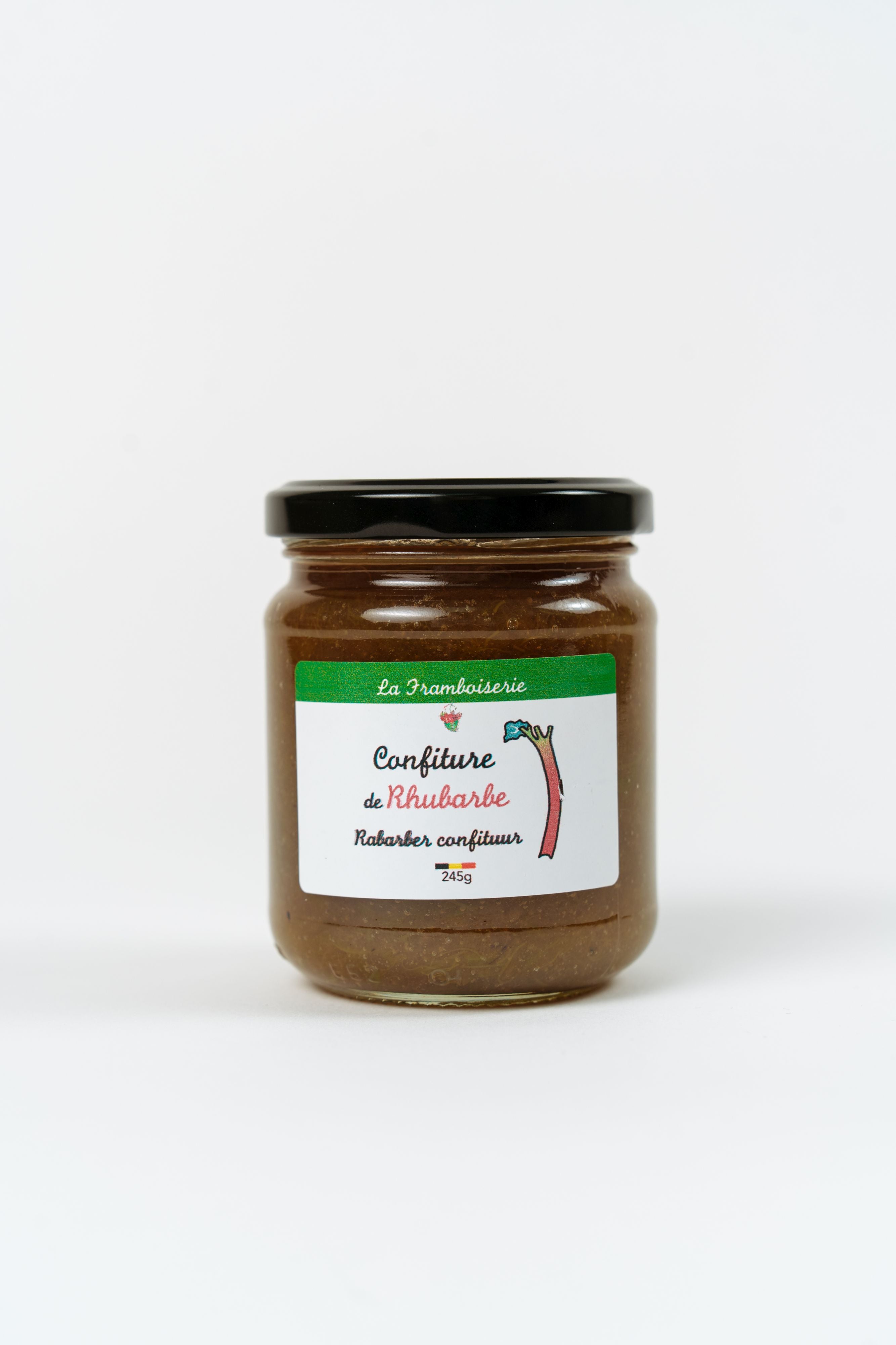 Pot de confiture de rhubarbe artisanale fabriquée en Belgique à Malmedy