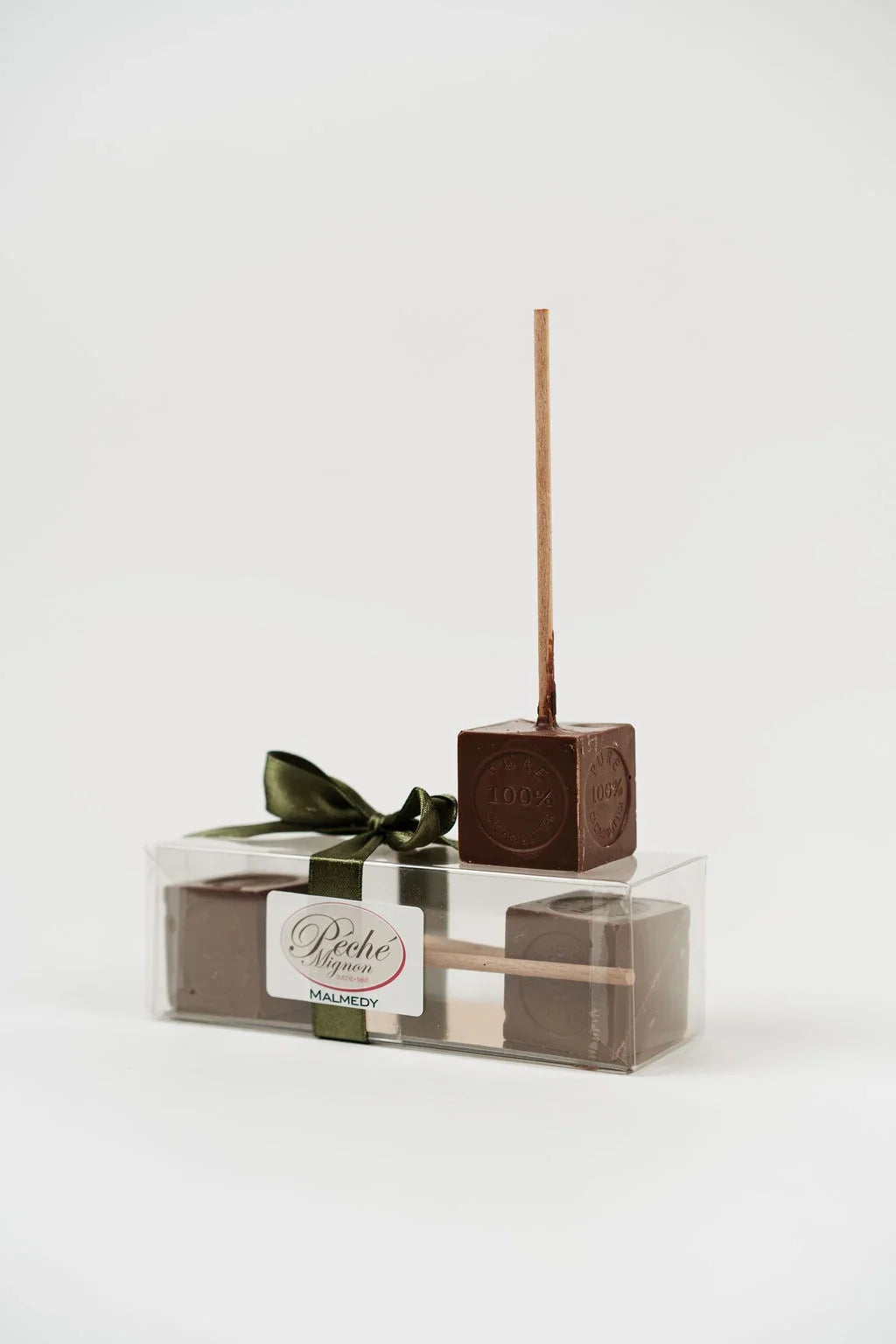 Artisan hot chocolate cubes on sticks to melt in hot milk