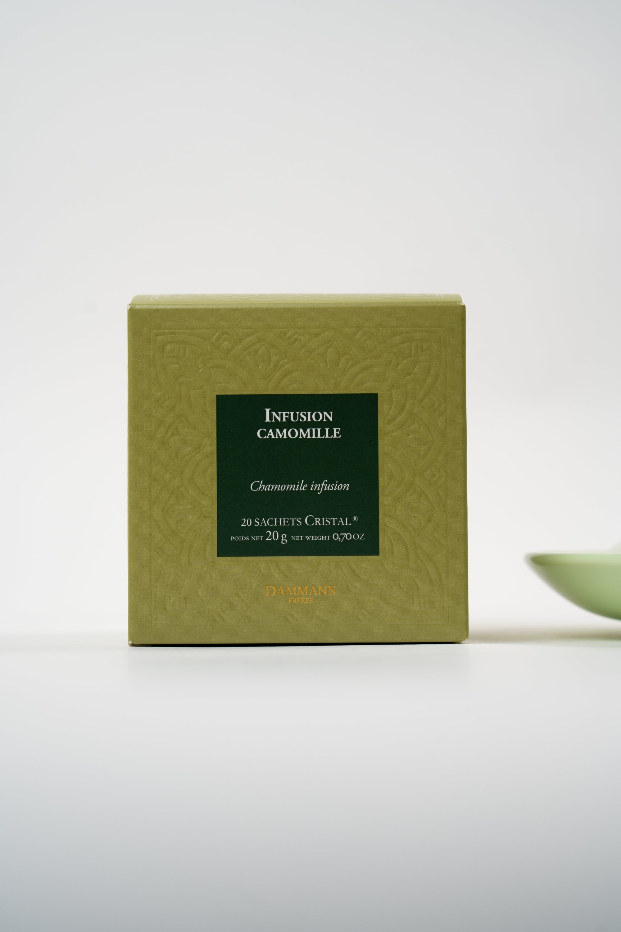Dammann Frères camomile herbal infusion in elegant luxury tea box packaging