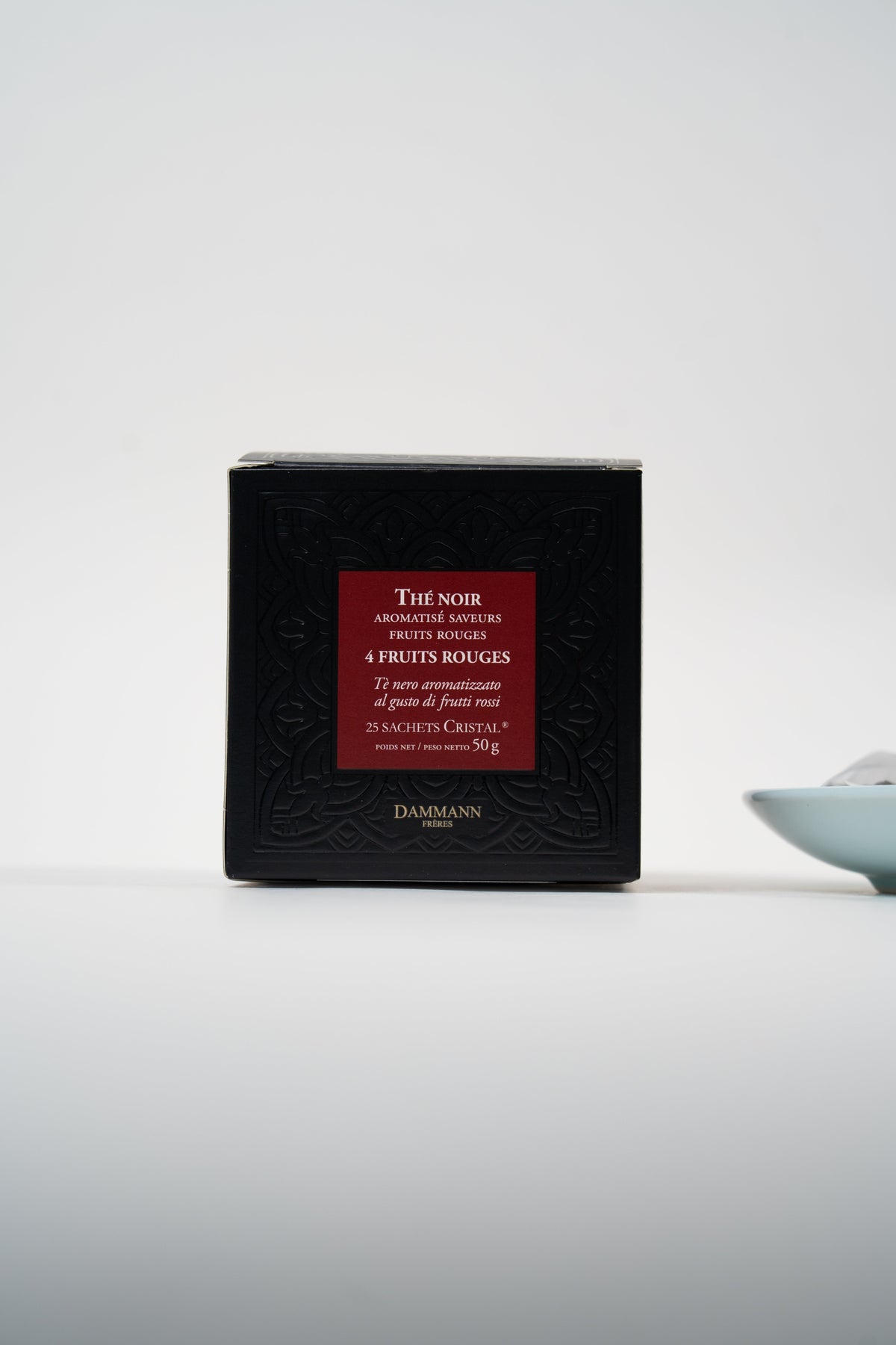 Dammann Frères 4 Fruits Rouges black tea in elegant luxury French tea packaging