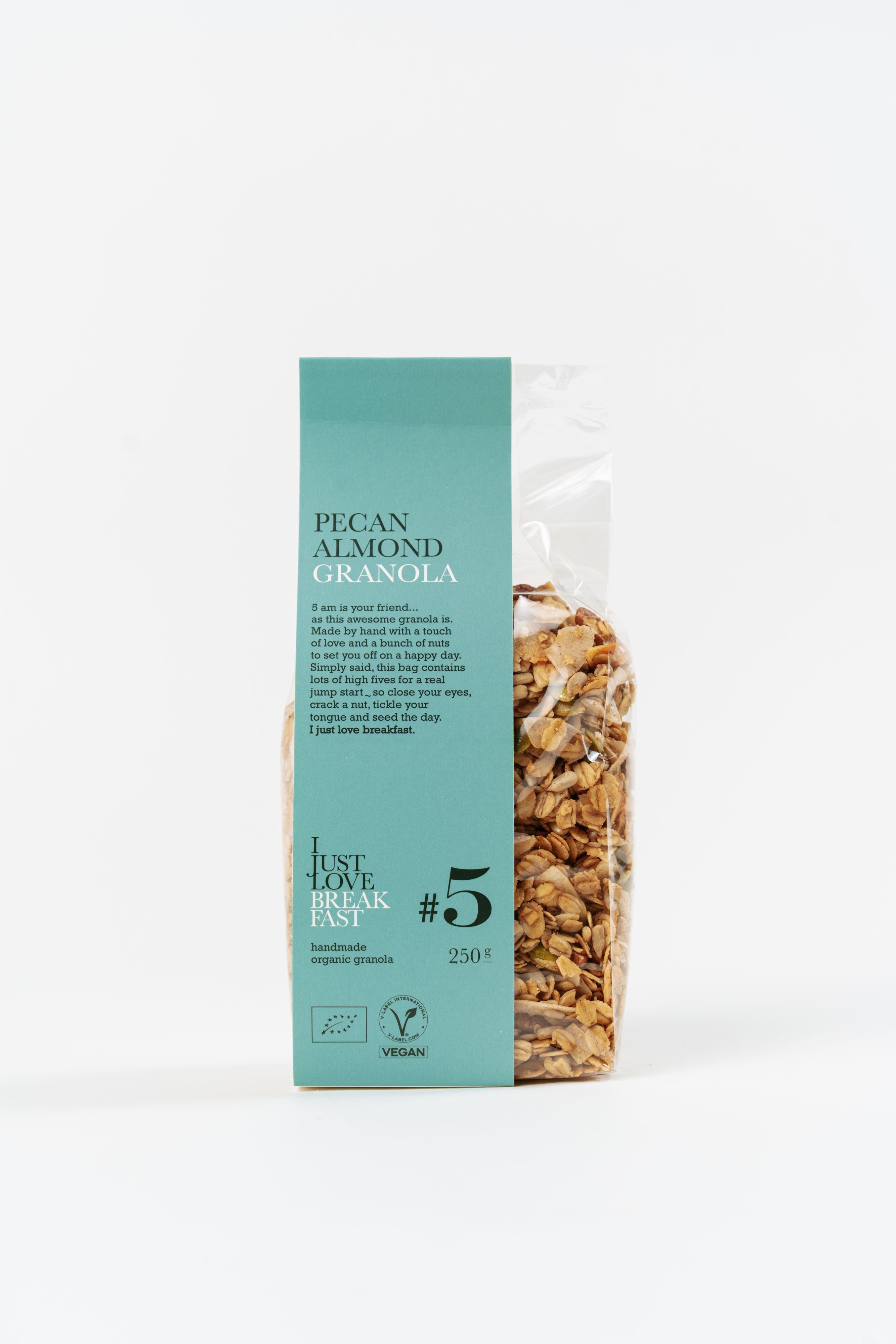 Granola bio noix de pécan et amandes Péché Mignon en sachet transparent 250g