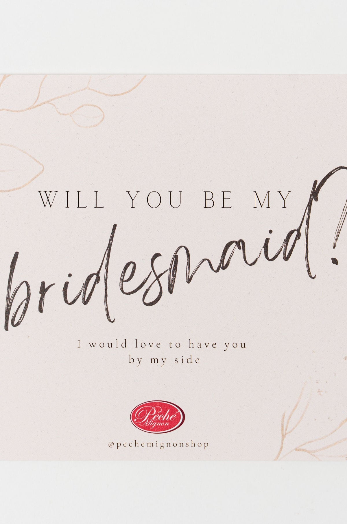 “Will you be my bridesmaid?” greeting card with elegant minimalist wedding design